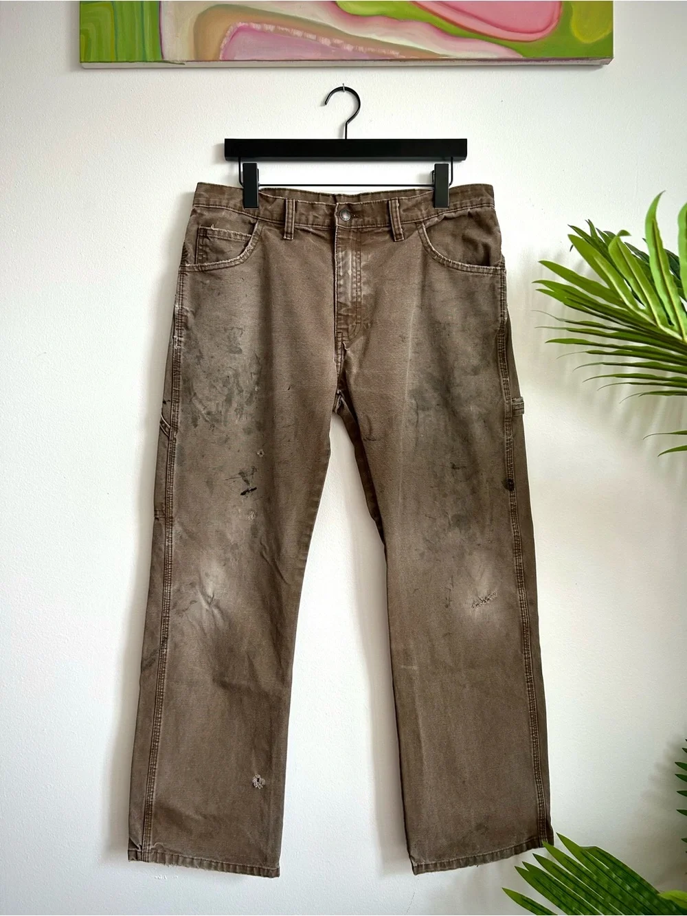 Vintage Y2K Dickies Faded Brown Distressed Carpenter Pants